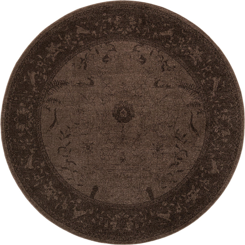 Horizon Collection Area Rug -  Apex (Brown) Round Brown  lifestyle 18