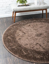 Horizon Collection Area Rug -  Apex (Brown) Round Brown  lifestyle 22