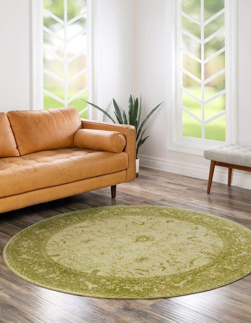 Horizon Collection Area Rug -  Apex (Light Green) Round Light Green  lifestyle 11