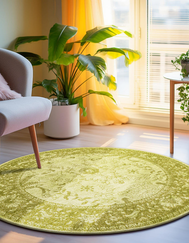 Horizon Collection Area Rug -  Apex (Light Green) Round Light Green  lifestyle 34