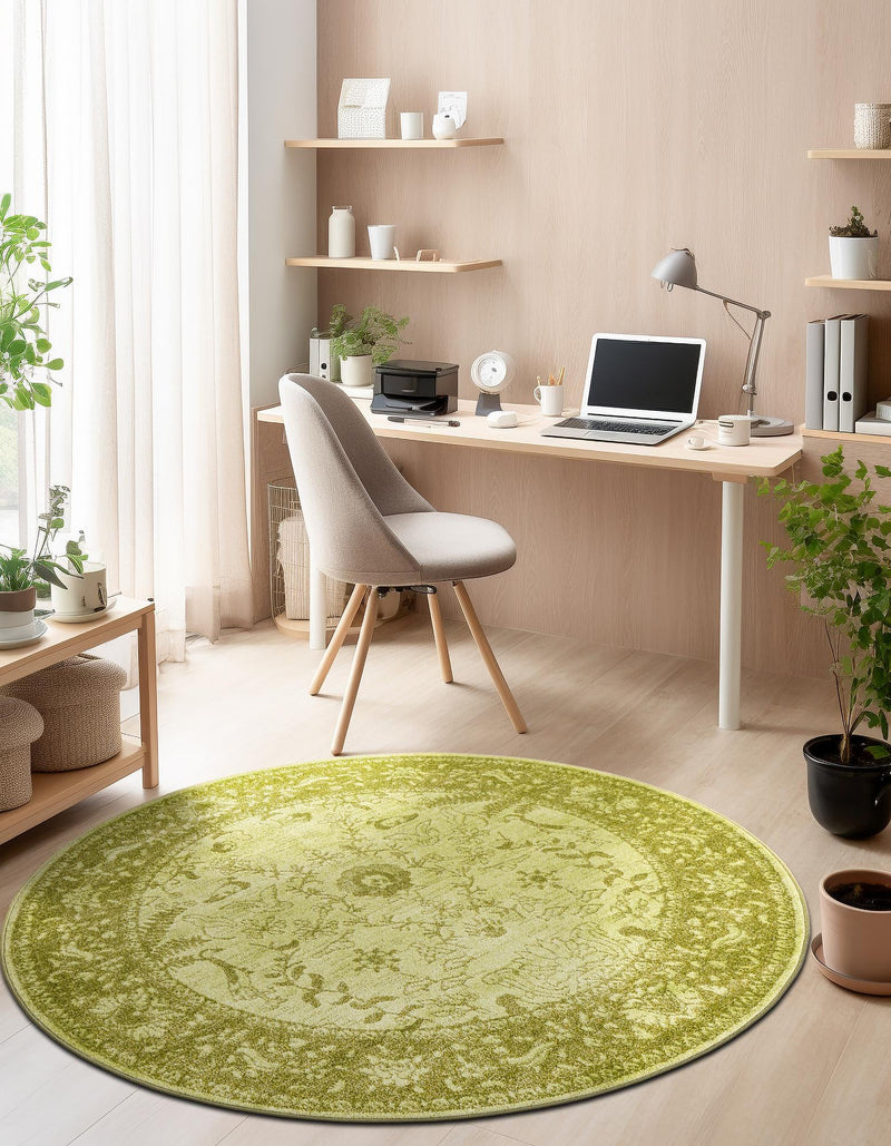 Horizon Collection Area Rug -  Apex (Light Green) Round Light Green  lifestyle 38