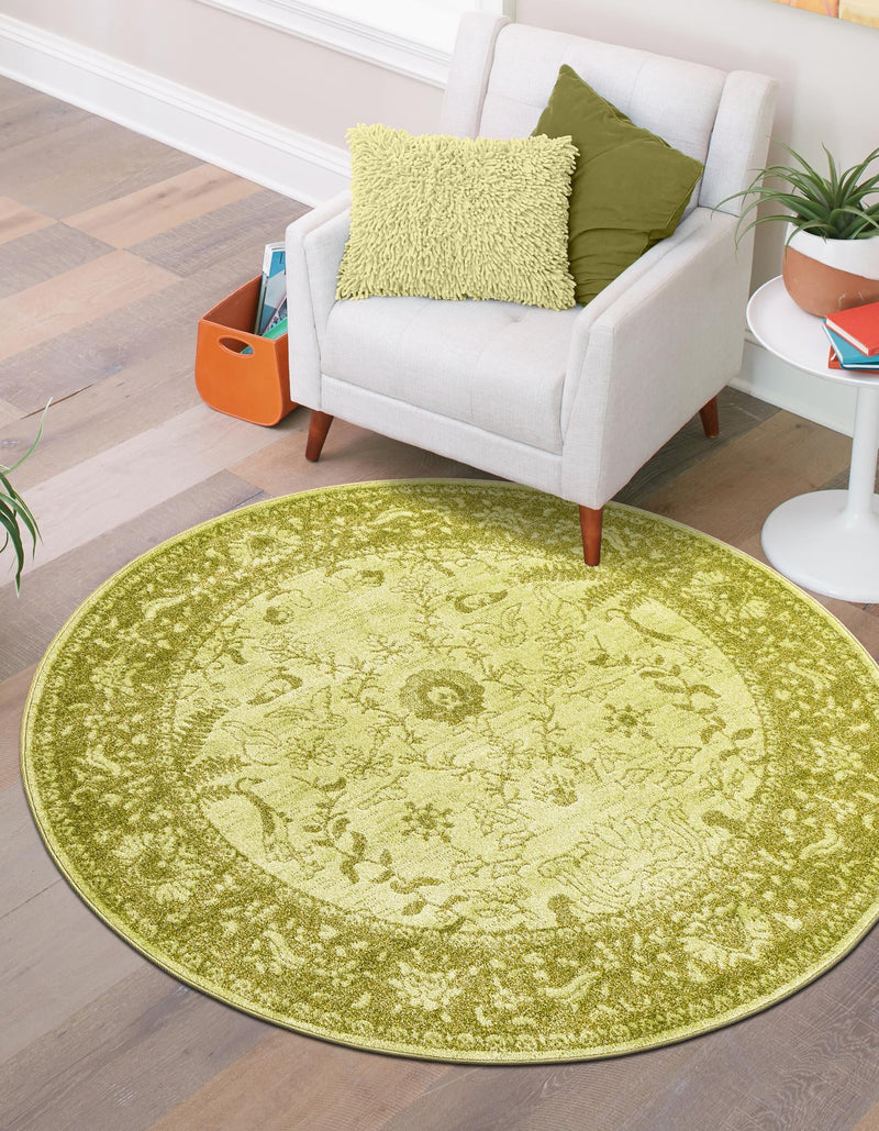 Horizon Collection Area Rug -  Apex (Light Green) Round Light Green  lifestyle 46