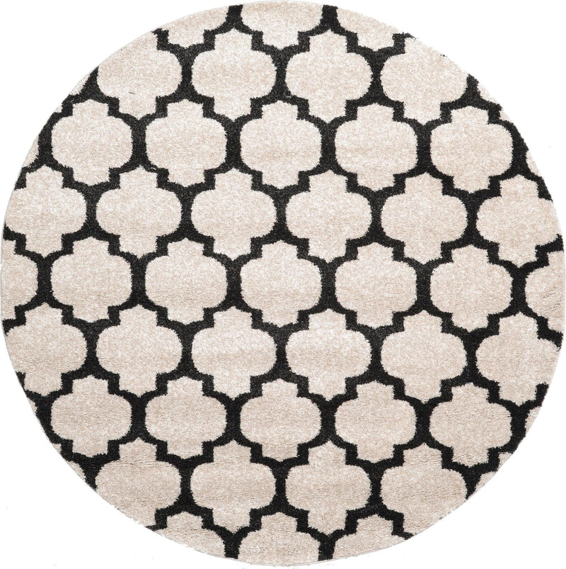 Lattice Gardens Collection Area Rug -  Bloomfield (Cream) Round Cream  lifestyle 2