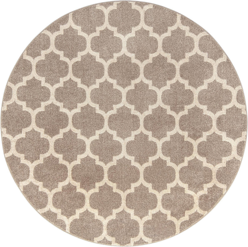 Lattice Gardens Collection Area Rug -  Bloomfield (Light Brown) Round Light Brown  lifestyle 20