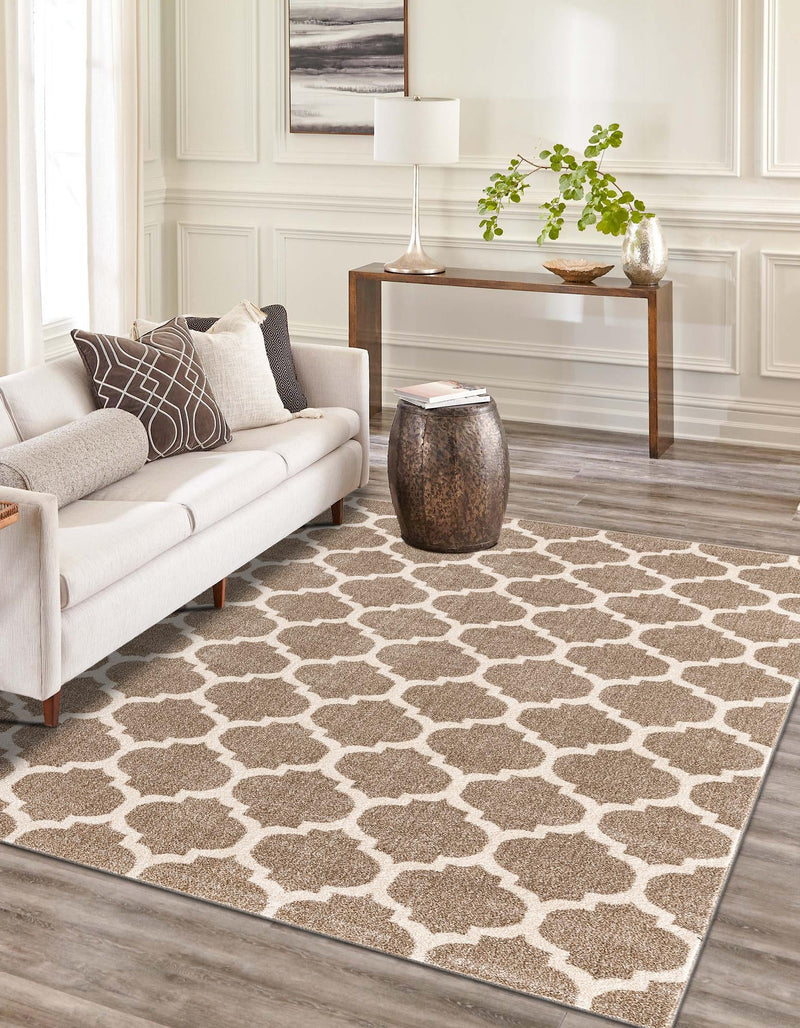 Lattice Gardens Collection Area Rug -  Bloomfield (Light Brown) Rectangular Light Brown  lifestyle 32