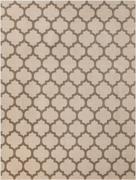 Lattice Gardens Collection Area Rug -  Bloomfield (Beige and Light Brown)