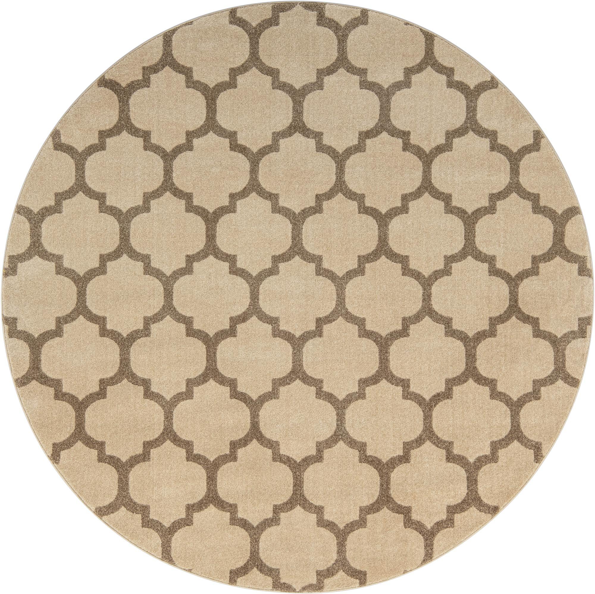 Lattice Gardens Collection Area Rug -  Bloomfield (Beige and Light Brown)