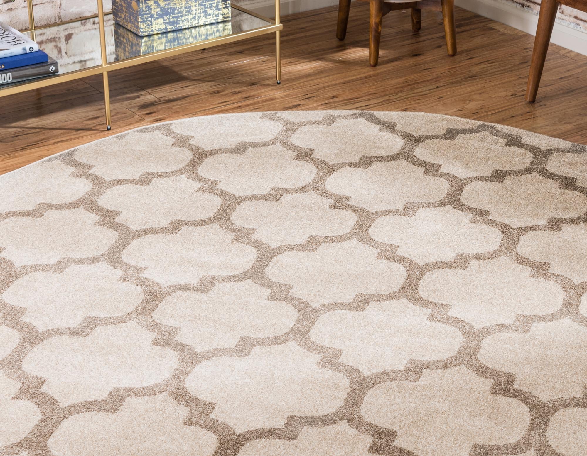 Lattice Gardens Collection Area Rug -  Bloomfield (Beige and Light Brown)