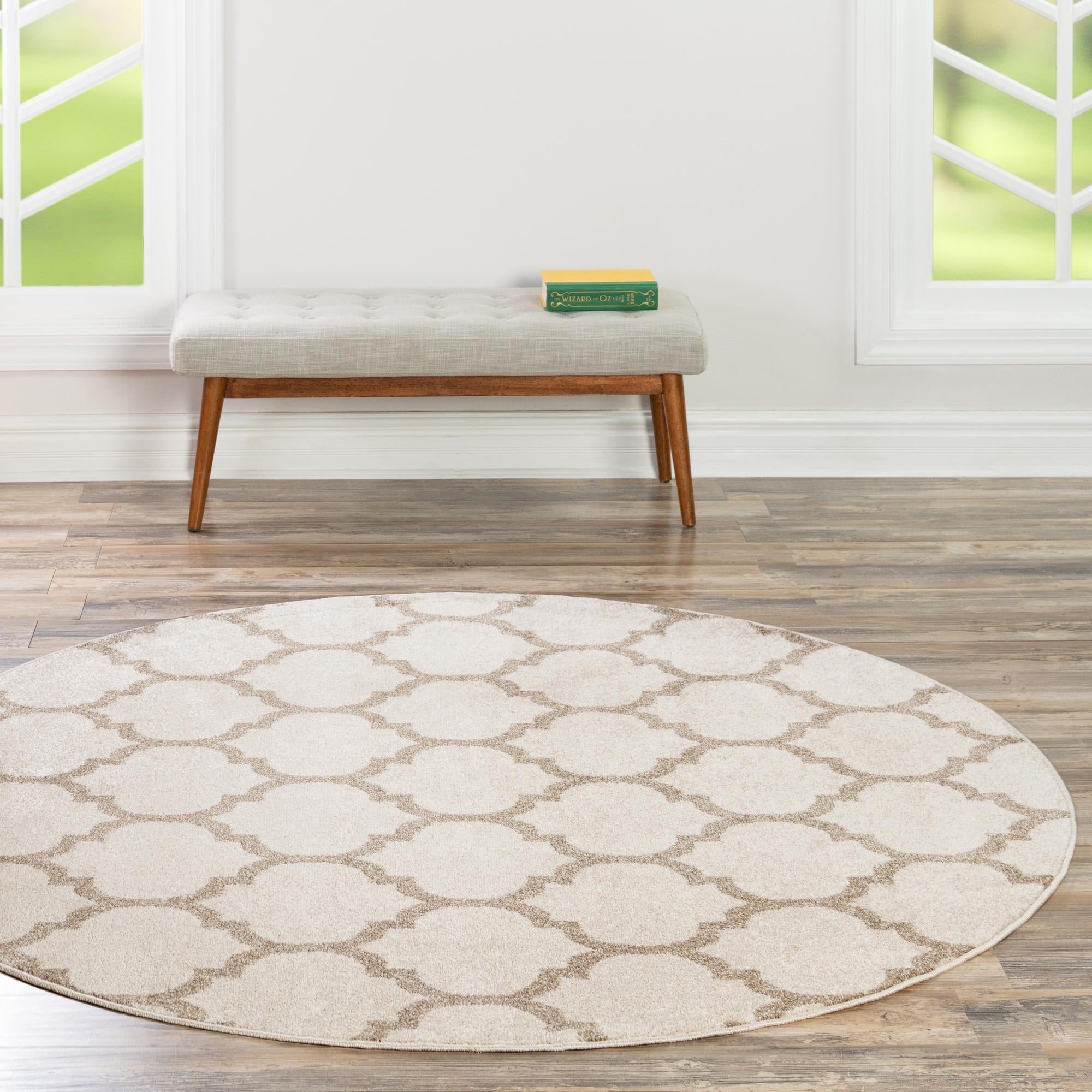 Lattice Gardens Collection Area Rug -  Bloomfield (Beige and Light Brown)