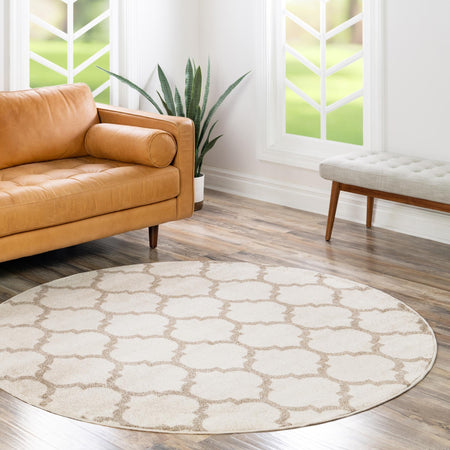 Lattice Gardens Collection Area Rug -  Bloomfield (Beige and Light Brown)