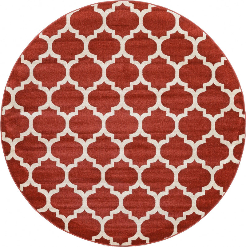 Lattice Gardens Collection Area Rug -  Bloomfield (Dark Terracotta) Round Dark Terracotta  lifestyle 16