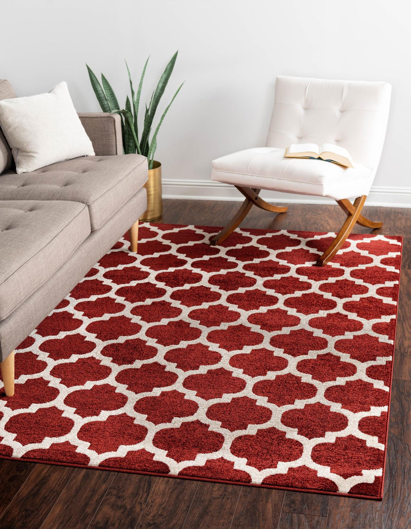 Lattice Gardens Collection Area Rug -  Bloomfield (Dark Terracotta) Rectangular Dark Terracotta  lifestyle 23