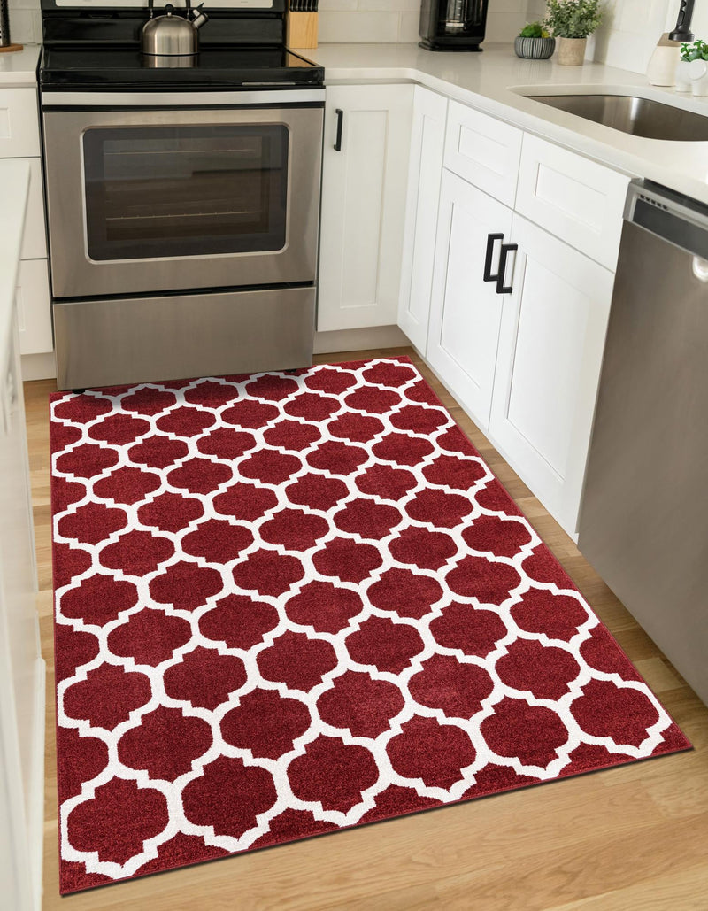 Lattice Gardens Collection Area Rug -  Bloomfield (Dark Terracotta) Rectangular Dark Terracotta  lifestyle 35