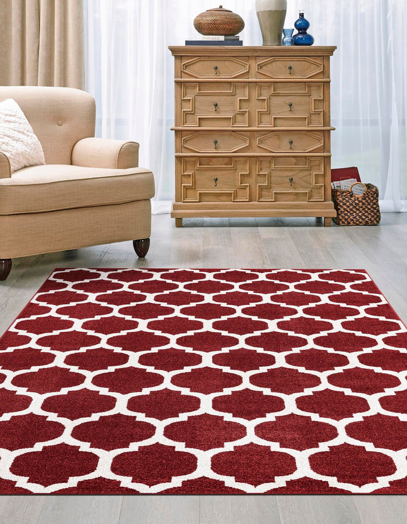 Lattice Gardens Collection Area Rug -  Bloomfield (Dark Terracotta) Rectangular Dark Terracotta  lifestyle 41