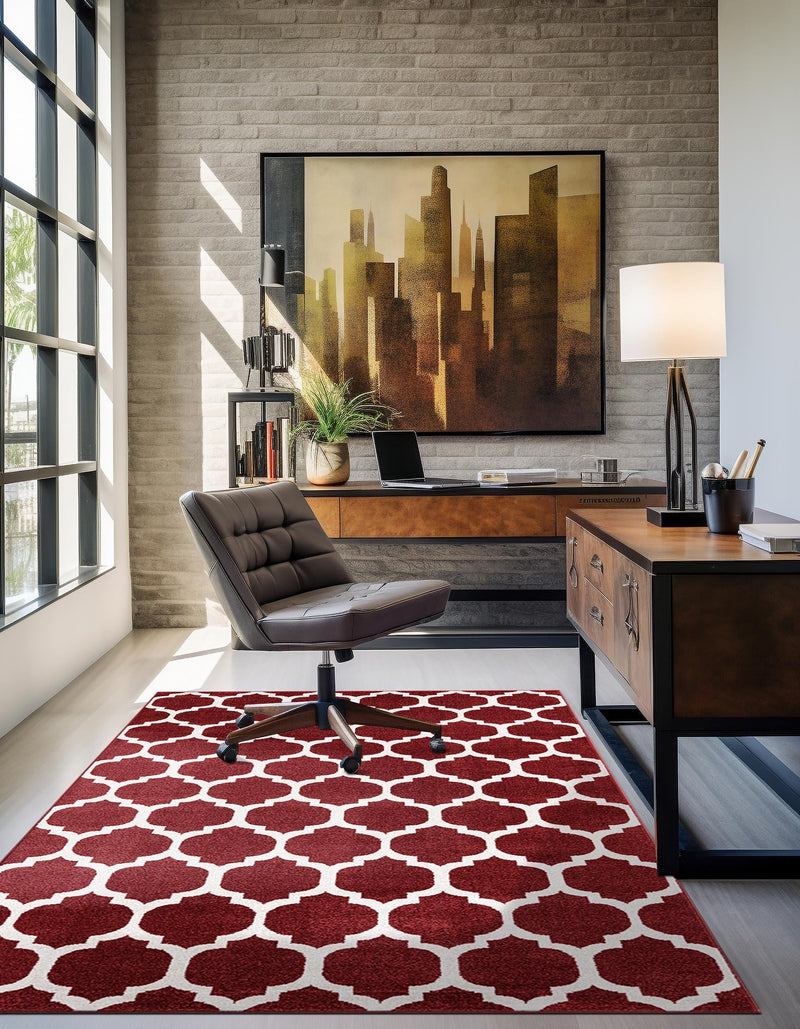 Lattice Gardens Collection Area Rug -  Bloomfield (Dark Terracotta) Rectangle Dark Terracotta  lifestyle 5