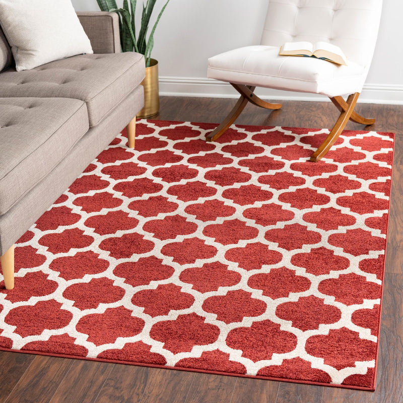 Lattice Gardens Collection Area Rug -  Bloomfield (Dark Terracotta) Rectangular Dark Terracotta  lifestyle 88