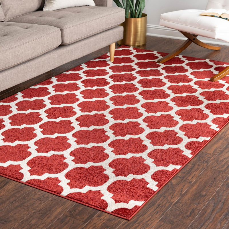 Lattice Gardens Collection Area Rug -  Bloomfield (Dark Terracotta) Rectangular Dark Terracotta  lifestyle 90