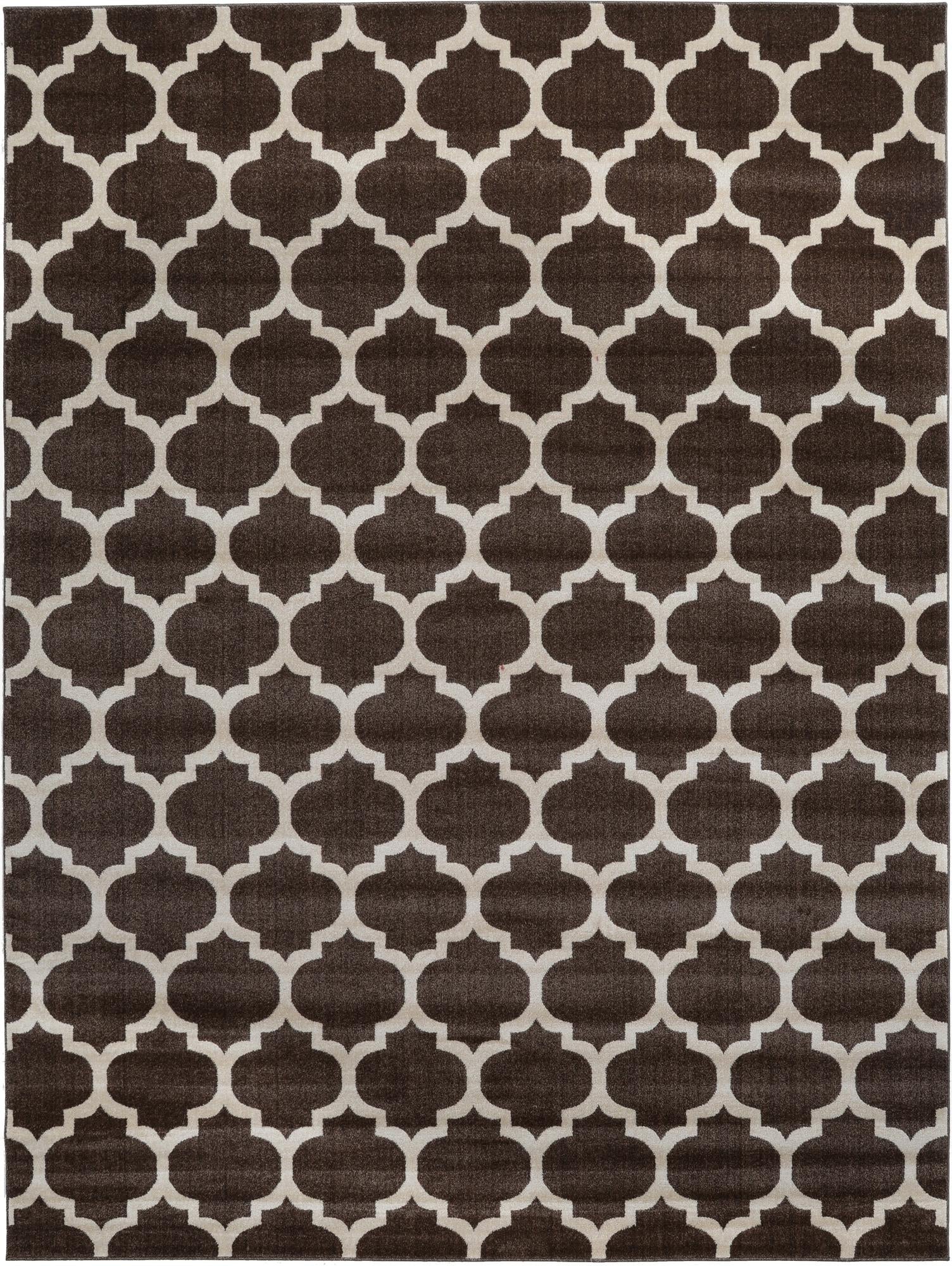 Lattice Gardens Collection Area Rug -  Bloomfield (Chocolate Brown)