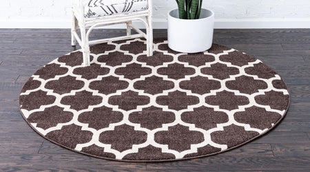 Lattice Gardens Collection Area Rug -  Bloomfield (Chocolate Brown)