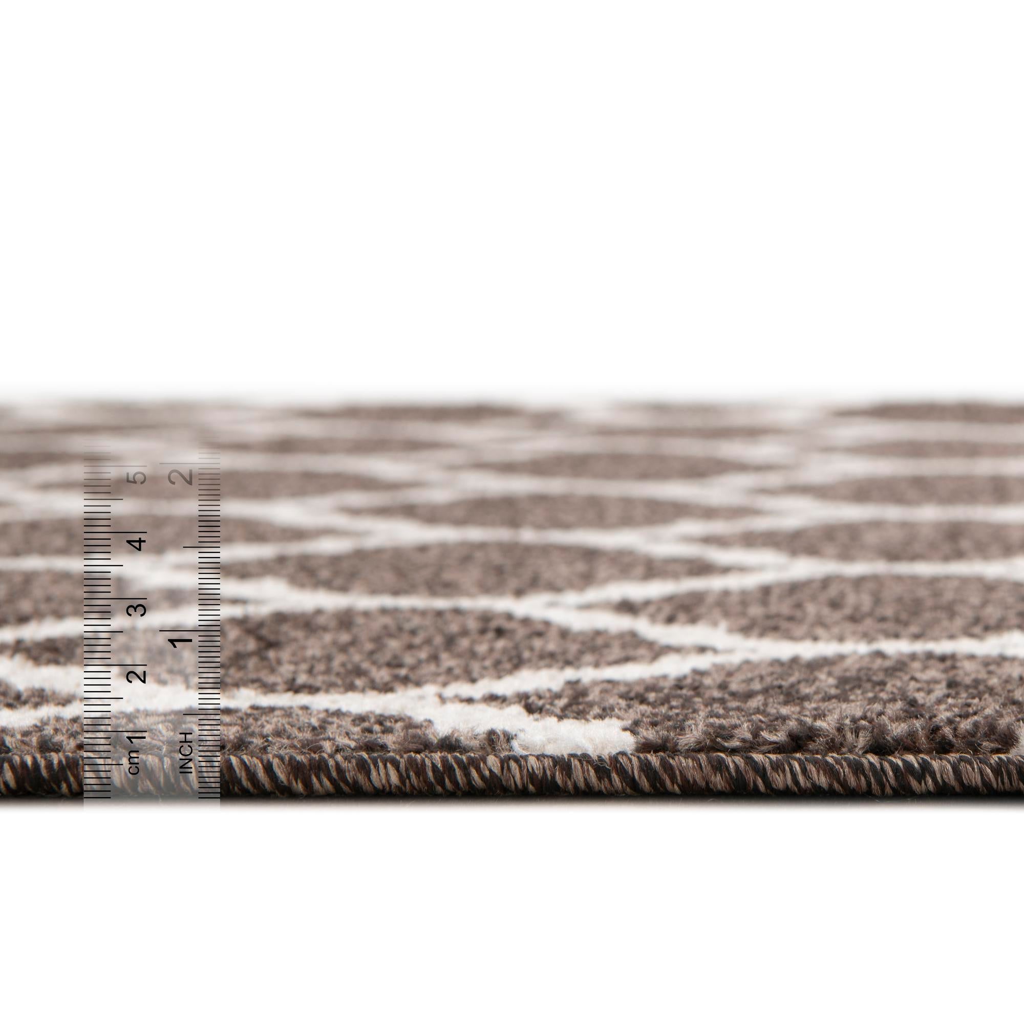 Lattice Gardens Collection Area Rug -  Bloomfield (Chocolate Brown)