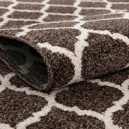 Lattice Gardens Collection Area Rug -  Bloomfield (Chocolate Brown)