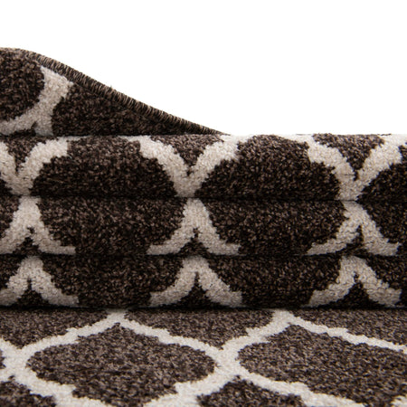 Lattice Gardens Collection Area Rug -  Bloomfield (Chocolate Brown)