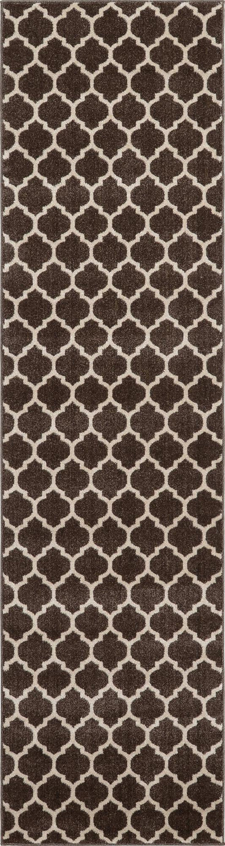 Lattice Gardens Collection Area Rug -  Bloomfield (Chocolate Brown)