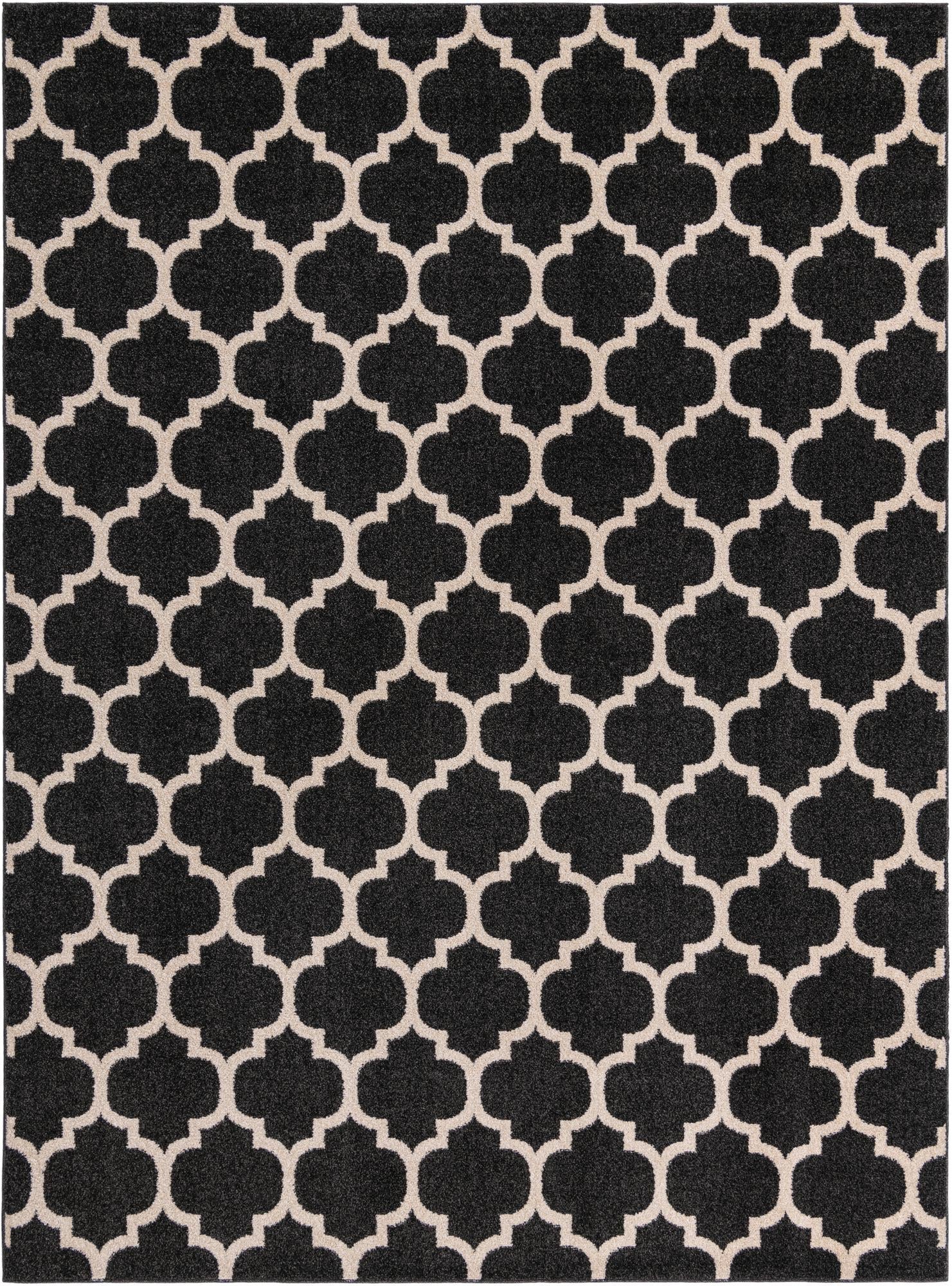 Lattice Gardens Collection Area Rug -  Bloomfield (Black)