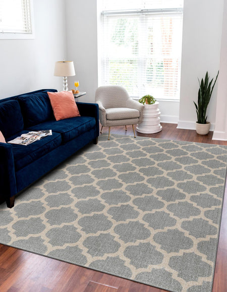 Lattice Gardens Collection Area Rug -  Bloomfield (Light Gray)