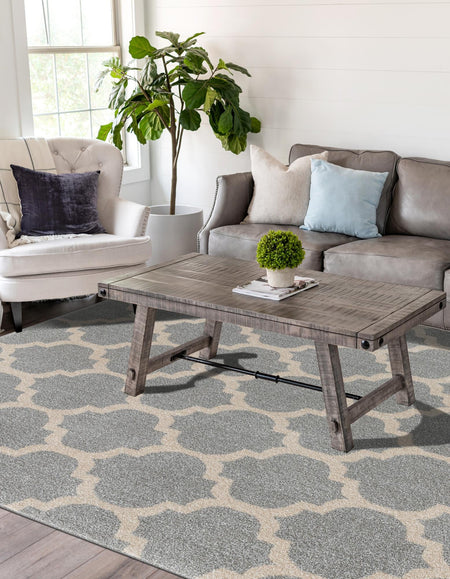 Lattice Gardens Collection Area Rug -  Bloomfield (Light Gray)