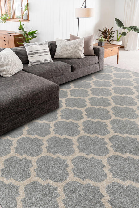 Lattice Gardens Collection Area Rug -  Bloomfield (Light Gray)