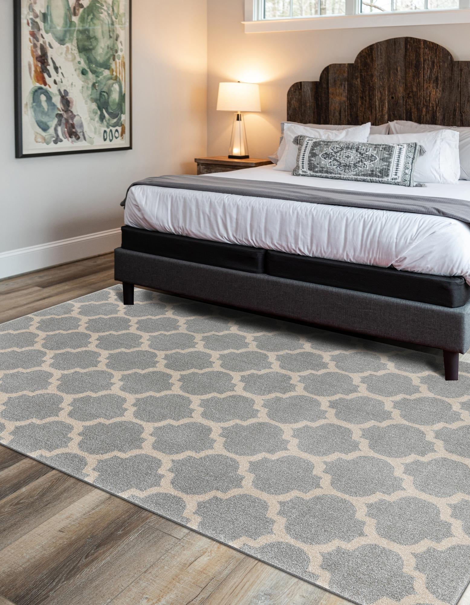 Lattice Gardens Collection Area Rug -  Bloomfield (Light Gray)