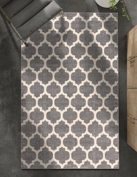 Lattice Gardens Collection Area Rug -  Bloomfield (Dark Gray)