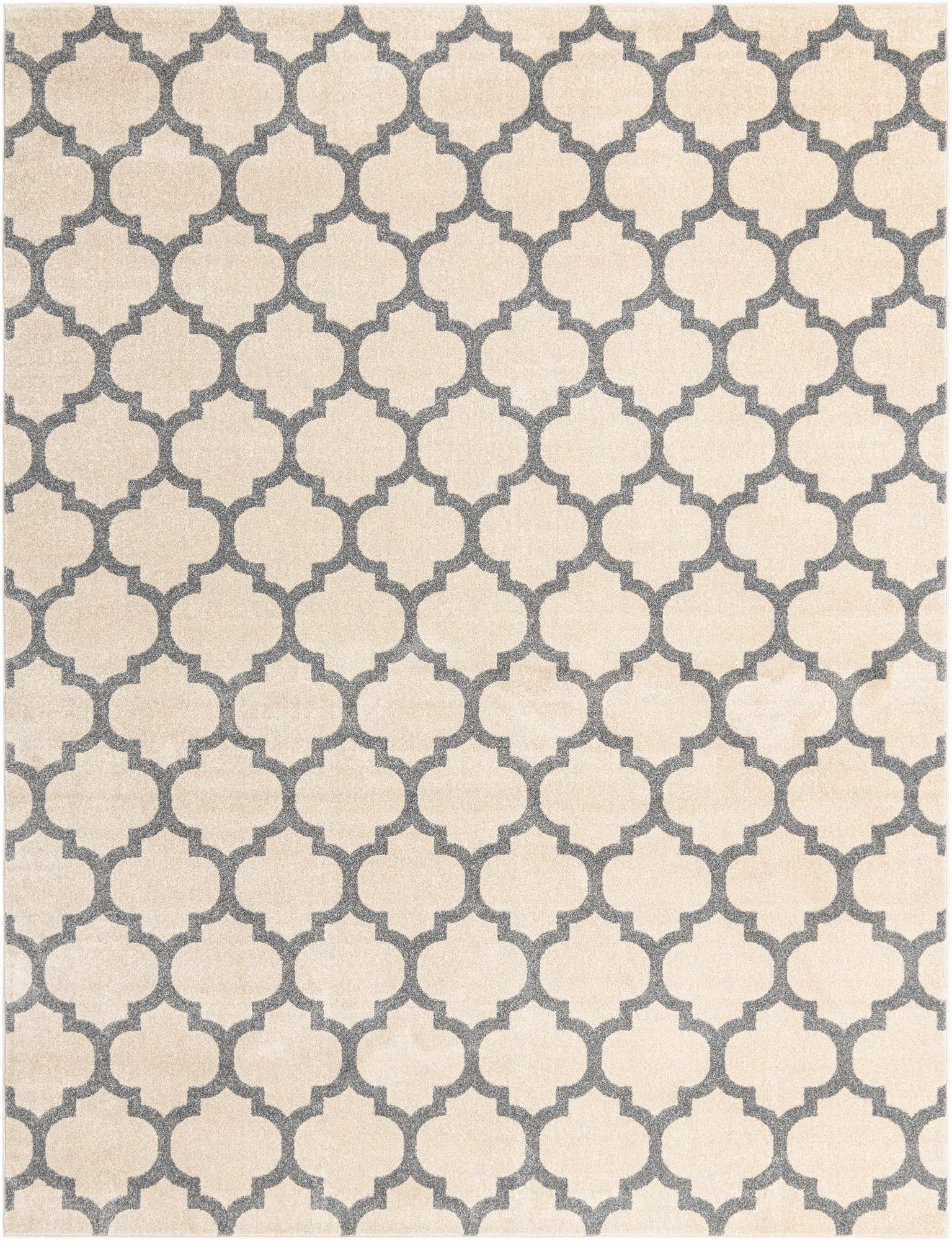 Lattice Gardens Collection Area Rug -  Bloomfield (Beige and Gray)