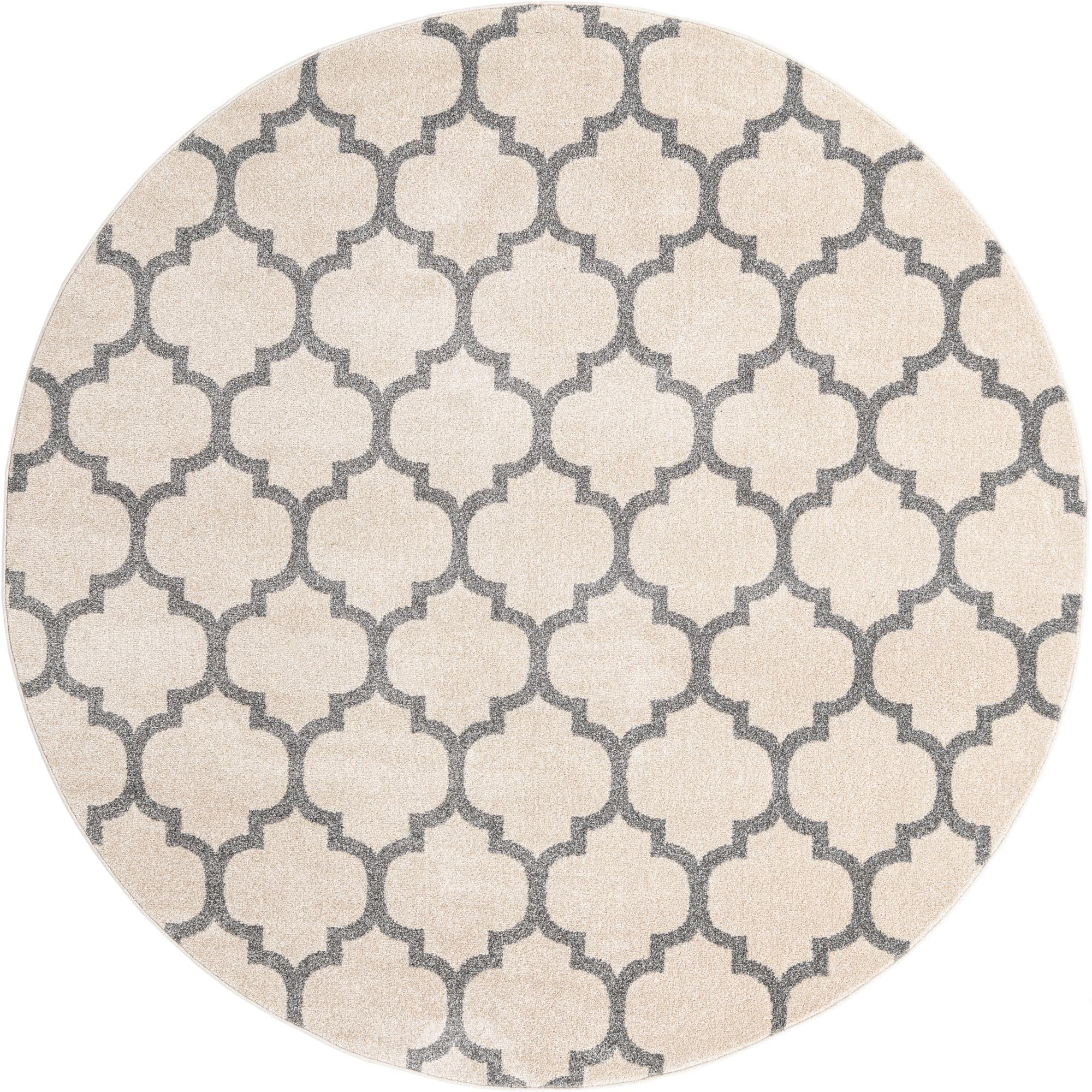 Lattice Gardens Collection Area Rug -  Bloomfield (Beige and Gray)