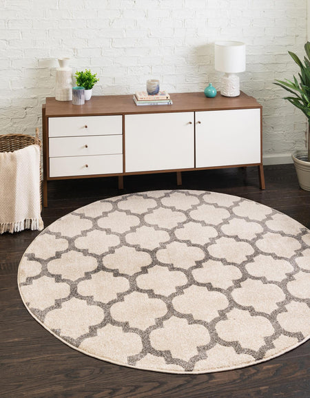 Lattice Gardens Collection Area Rug -  Bloomfield (Beige and Gray)