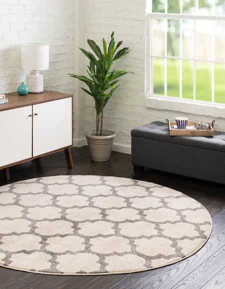 Lattice Gardens Collection Area Rug -  Bloomfield (Beige and Gray)