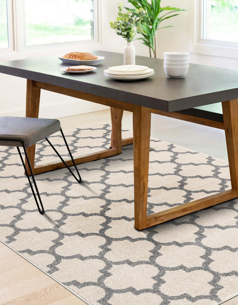 Lattice Gardens Collection Area Rug -  Bloomfield (Beige and Gray) Rectangle Beige and Gray  lifestyle 6