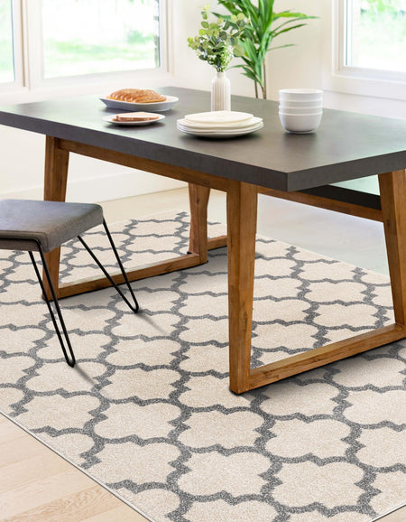 Lattice Gardens Collection Area Rug -  Bloomfield (Beige and Gray)