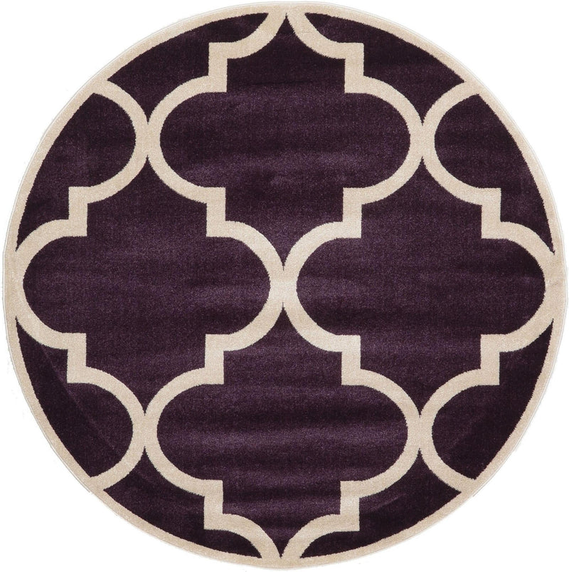 Lattice Gardens Collection Area Rug -  Rosarium Round Purple  lifestyle 11