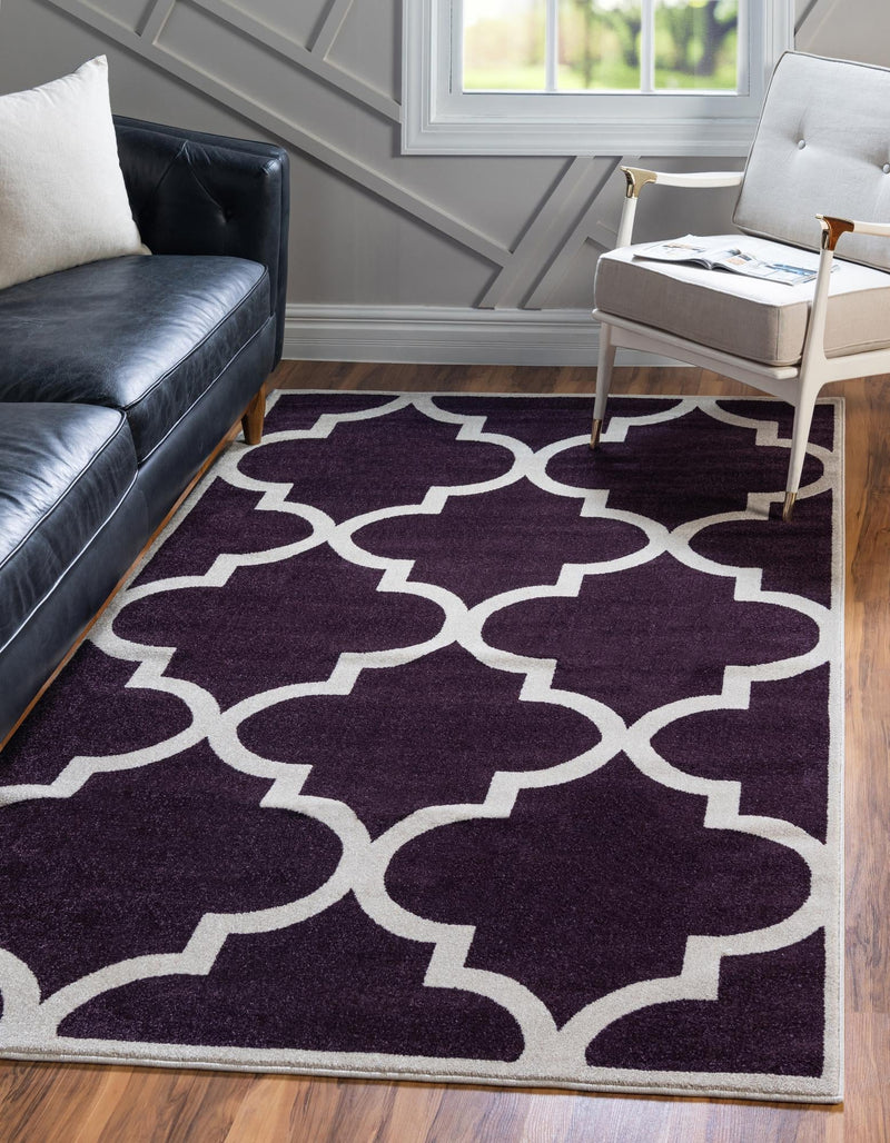 Lattice Gardens Collection Area Rug -  Rosarium Rectangle Purple  lifestyle 2