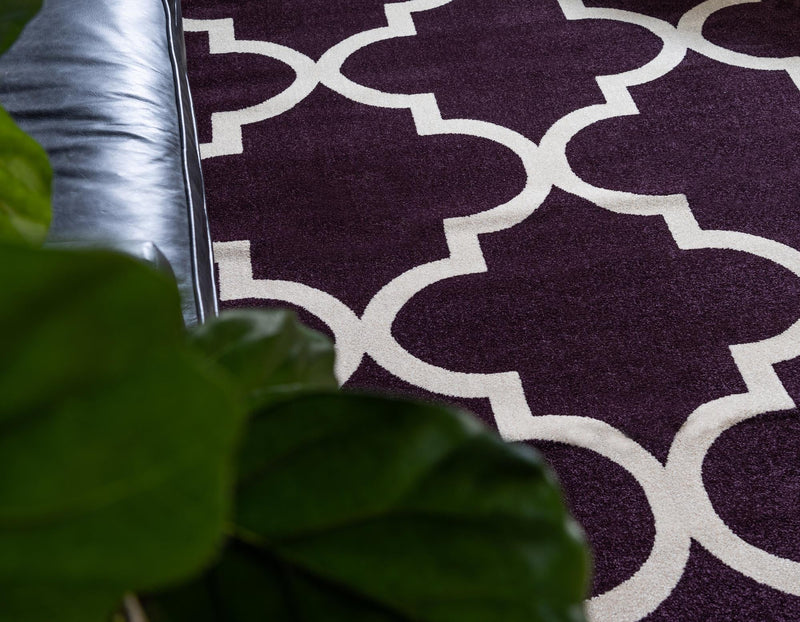 Lattice Gardens Collection Area Rug -  Rosarium Rectangle Purple  lifestyle 6