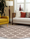 Lattice Gardens Collection Area Rug -  Bloomfield (Light Brown) Round Light Brown  lifestyle 47