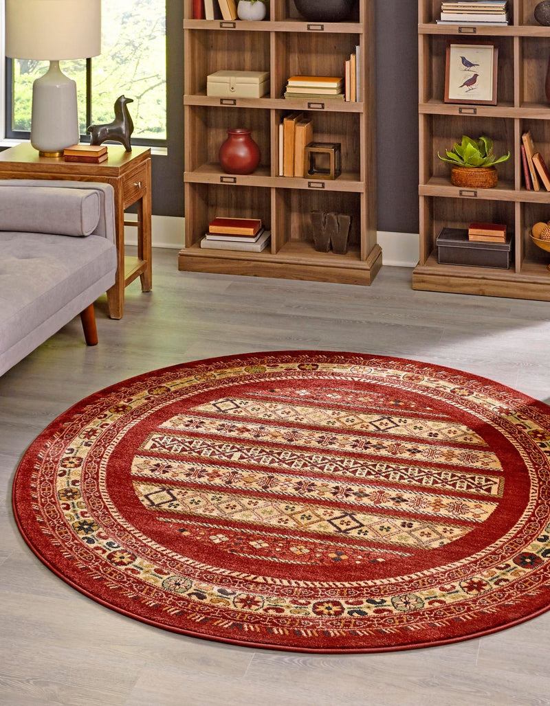 Zagros Oasis Collection Area Rug -  Khorramabad Round Rust Red  lifestyle 50