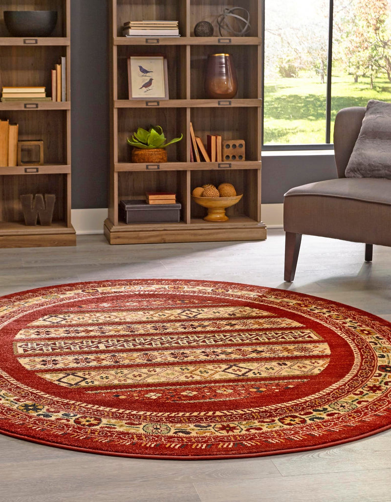 Zagros Oasis Collection Area Rug -  Khorramabad Round Rust Red  lifestyle 60