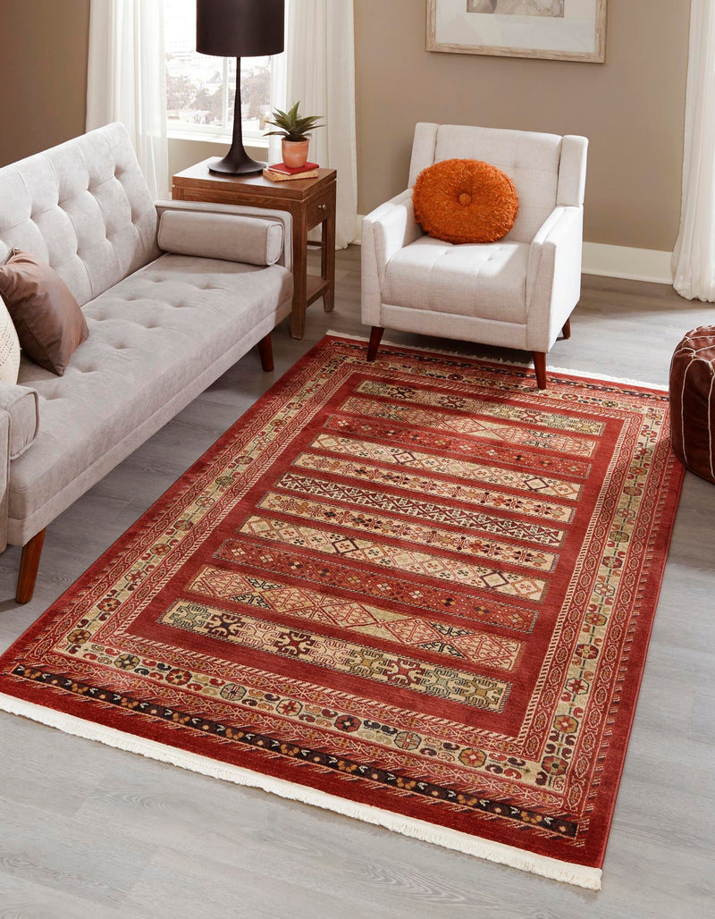 Zagros Oasis Collection Area Rug -  Khorramabad Rectangle Rust Red  lifestyle 7