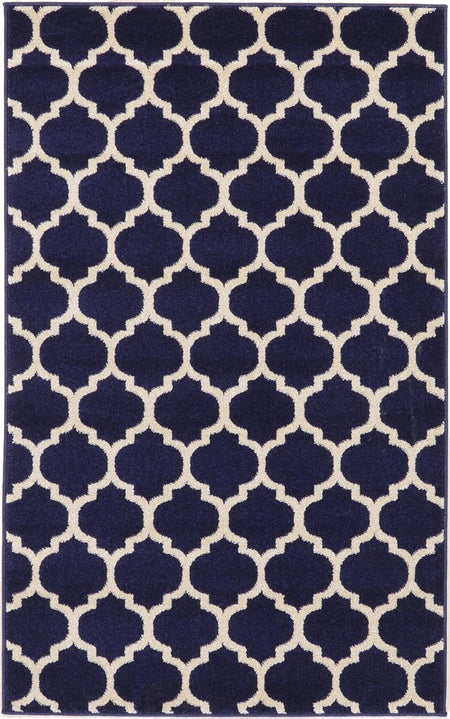 Lattice Gardens Collection Area Rug -  Bloomfield (Navy Blue)