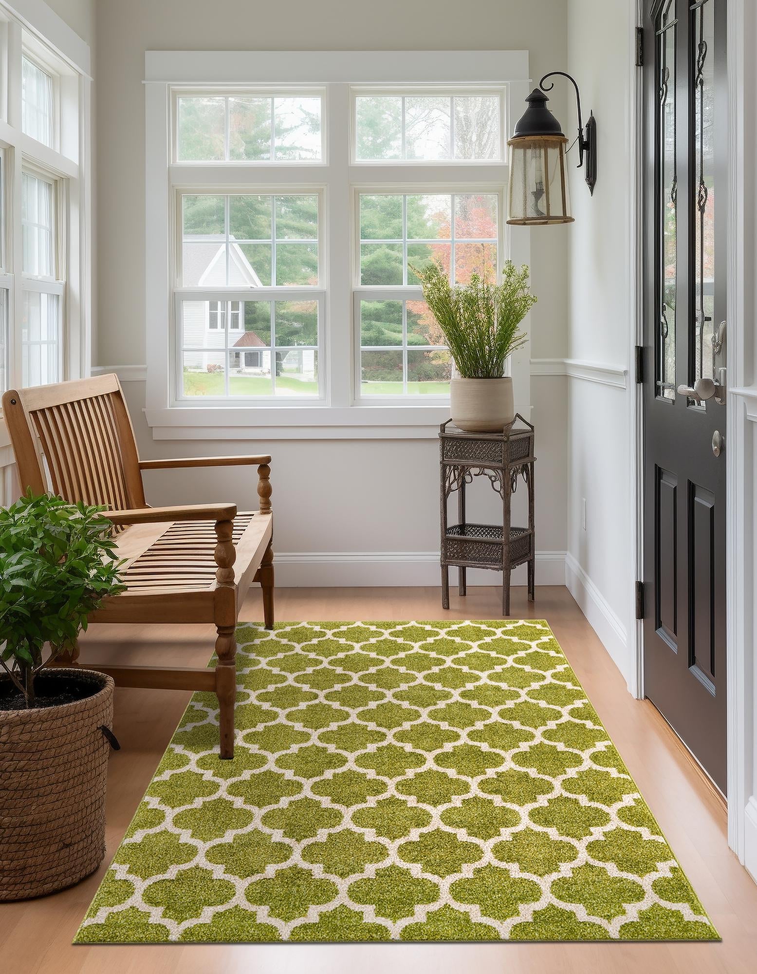 Lattice Gardens Collection Area Rug -  Bloomfield (Light Green)