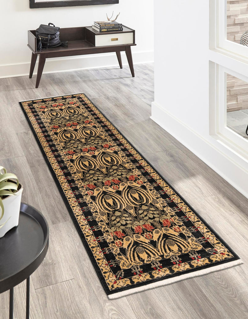 Chelsea Elegance Collection Area Rug -  Brompton (Black) Runner Black  lifestyle 13