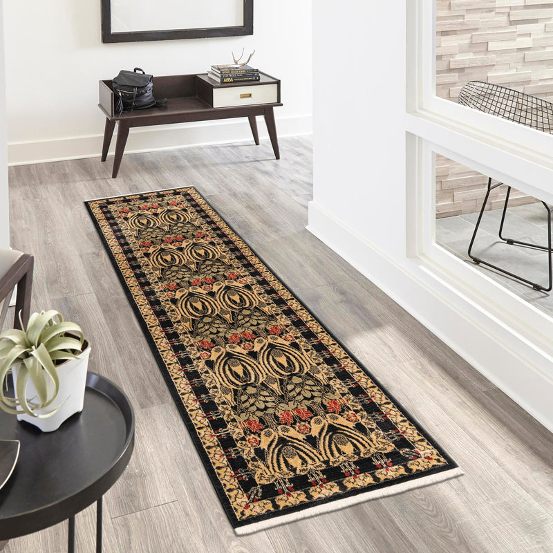 Chelsea Elegance Collection Area Rug -  Brompton (Black) Runner Black  lifestyle 69